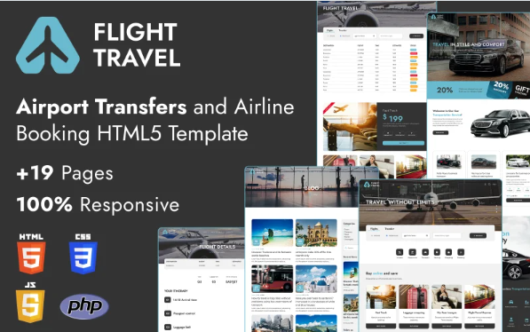 Flight Travel – Airport Transfers and Airline Booking HTML5 Website Template — Template by Templatemonster