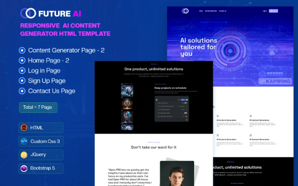 Future AI – Responsive AI Content Generator & AI Web Application HTML Template — Template by Templatemonster