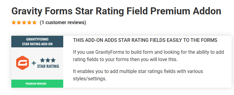 GF Star Rating Field