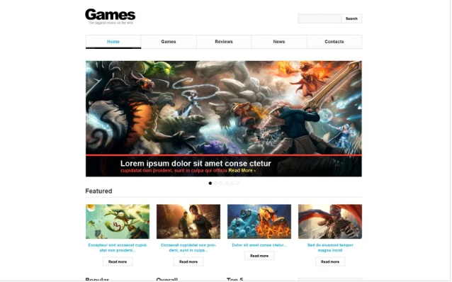 Games Responsive Website Template