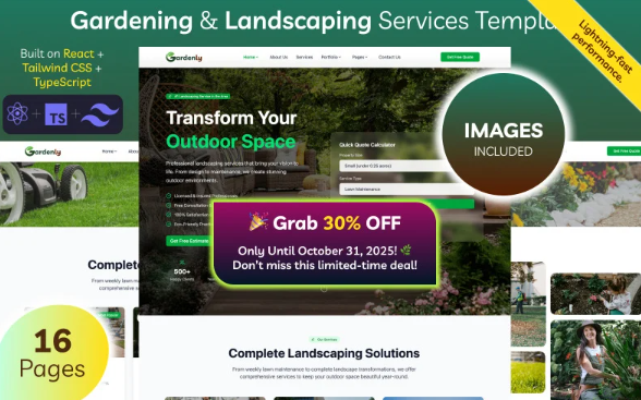 Gardenly – Gardening & Landscaping Services React TypeScript Template