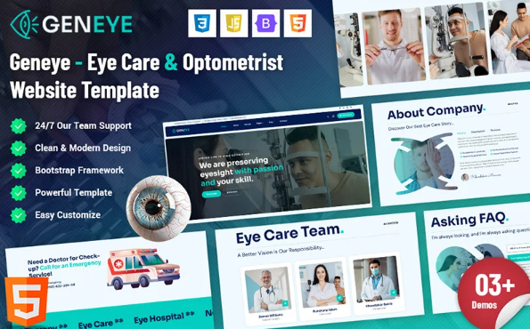 Geneye – Eye Care & Optometrist Website Template — Template by Templatemonster