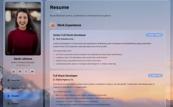 Glacien - Personal Portfolio CV & Resume HTML Template