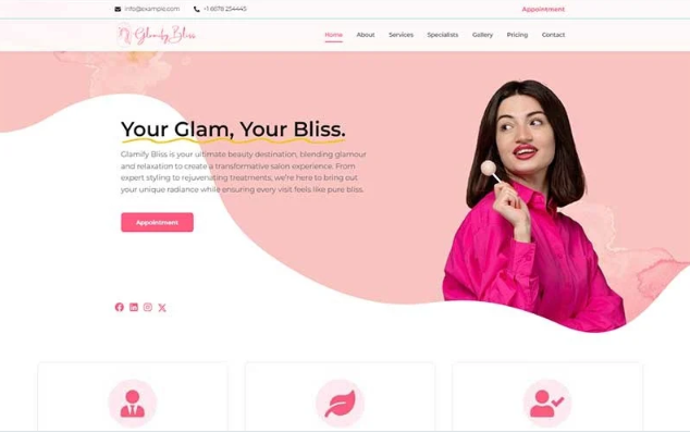Glamify Bliss – Beauty Salon Website Template