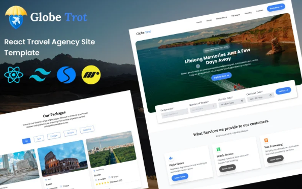 Globe Trot – React Travel Agency Website Template — Template by Templatemonster
