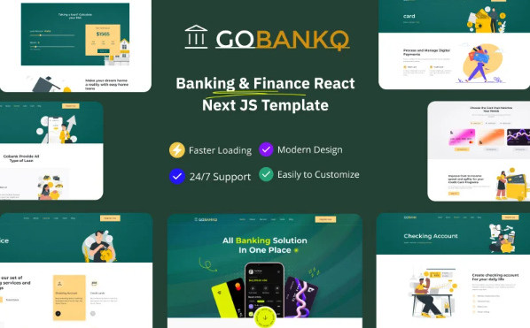 Gobank- Banking & Finance React Next JS Taiwind CSS Template — Template by Templatemonster
