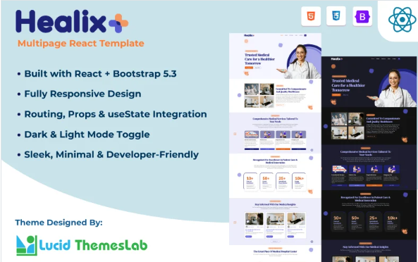 Healix – Healthcare, Clinic and Hospital Multipage React Website Template medical