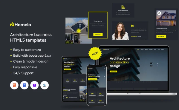 Homelo – Architecture Bootstrap HTML Website Template — Template by Templatemonster