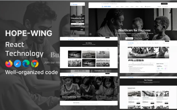 HopeWing – Charity and NGO React Tailwind UI Template