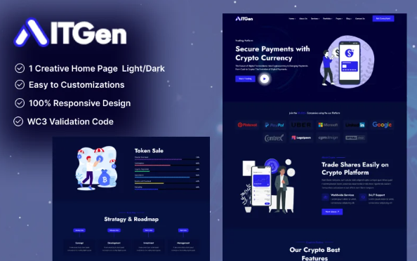 ITGen – Crypto Currency HTML5 Bootstrap5 Template