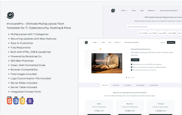 InnovatePro - Ultimate Multipurpose Tech Template for IT, Cybersecurity, Hosting & More Website Template