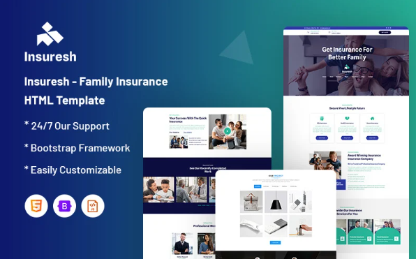 Insuresh – Family Insurance Website Template — Template by Templatemonster