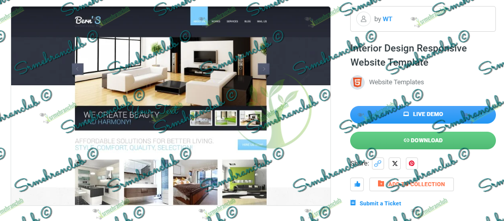 Interior Design Responsive Website Template – Free Download