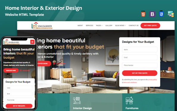 Interior, Exterior Design & Architecture HTML Website Template — Template by Templatemonster