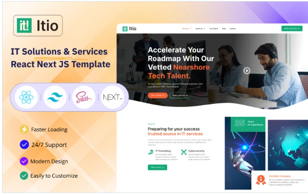 Itio – IT Solutions and Services React Tailwind CSS Template — Template by Templatemonster