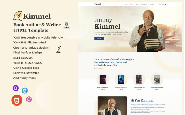 Kimmel - Book Author And Writer HTML Template Website Template