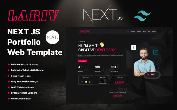 Lariv – Next js portfolio web template — Template by Templatemonster