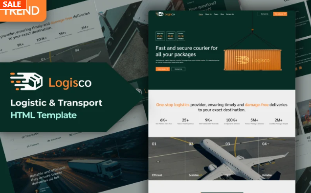Logisco – Courier & Delivery Service HTML Template Website Template
