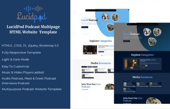 LucidPod | Multipage Podcast HTML and Bootstrap Website Template — Template by Templatemonster