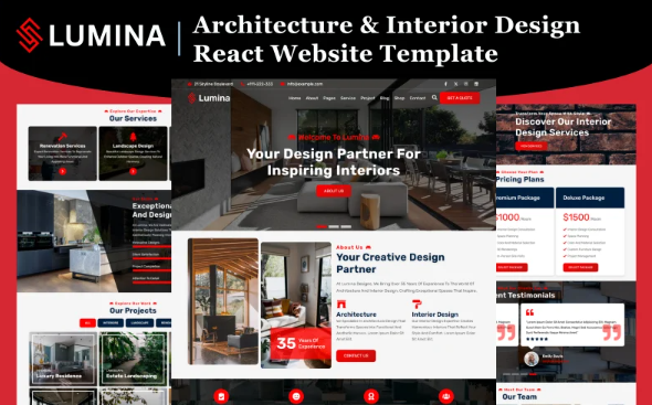Lumina – Architecture & Interior Design React Website Template — Template by Templatemonster