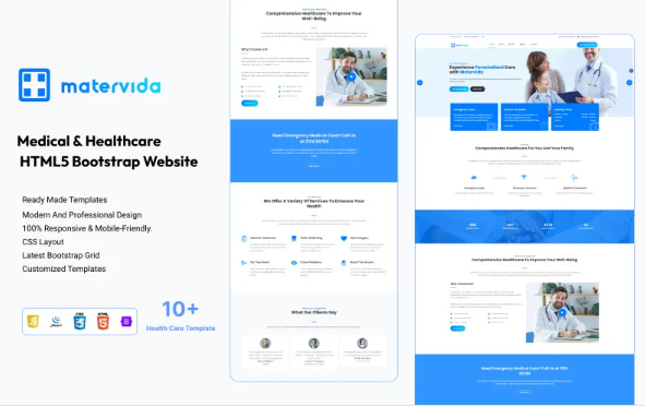 Matervida – Medical & Healthcare HTML5 Bootstrap Website Template — Template by Templatemonster
