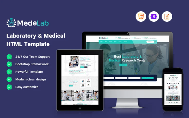 Medelab – Laboratory Medical Research Center Website Template