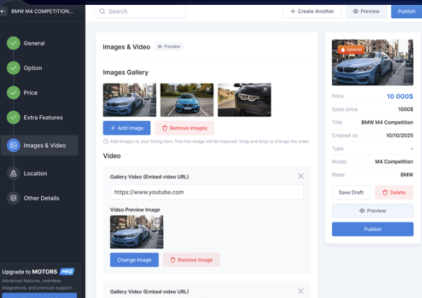 Motors Pro Plugin – Car Dealer, Classifieds & Listing Pro