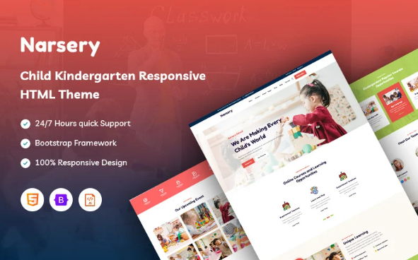 Narsery – Child Kindergarten Responsive Website Template — Template by Templatemonster