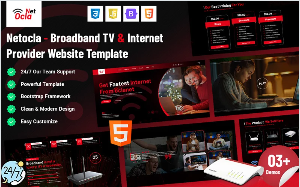 Netocla – Broadband TV Internet Provider Website Template — Template by Templatemonster
