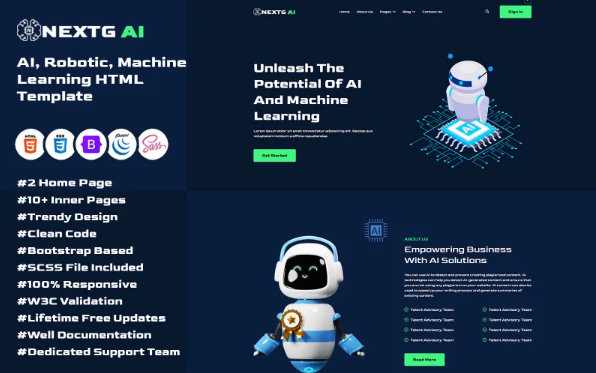 NextG AI – Artificial Intelligence & Technology Startups Template — Template by Templatemonster