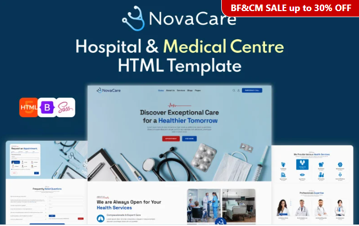 Nova Care: Healthcare and Medical Services and Medical Center HTML Website Template