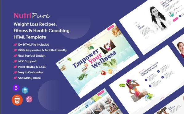 NutriPure – Weight Loss Recipes, Fitness & Health Coaching HTML Template