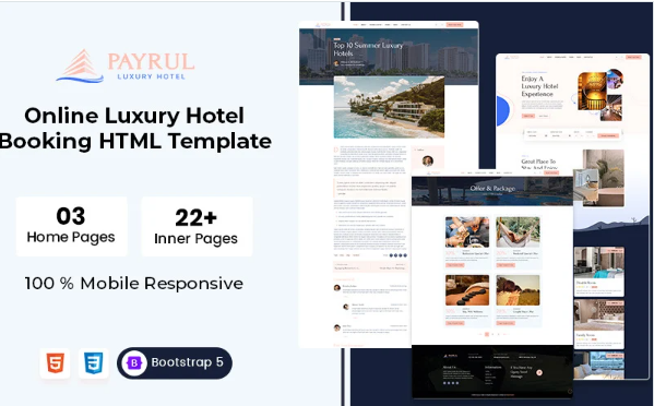 Payrul – Online Luxury Hotel Booking HTML Template — Template by Templatemonster