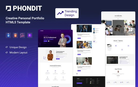 Phondit – Creative Personal Portfolio HTML5 Template — Template by Templatemonster