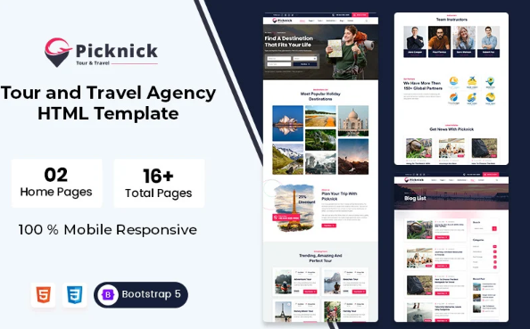 Picknick – Tour and Travel Agency HTML Template — Template by Templatemonster