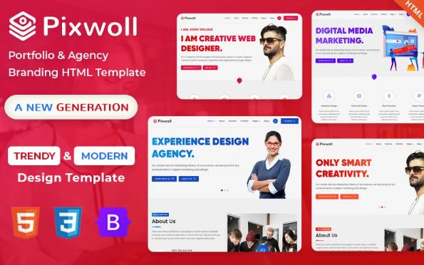Pixwoll – Creative Agency and Business Portfolio Html Template — Template by Templatemonster