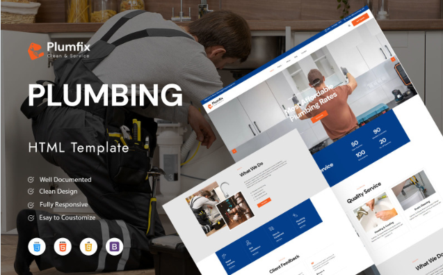 Plumfix- Plumbing Services HTML Template Website Template