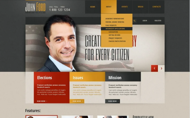 Political Candidate Responsive Website Template