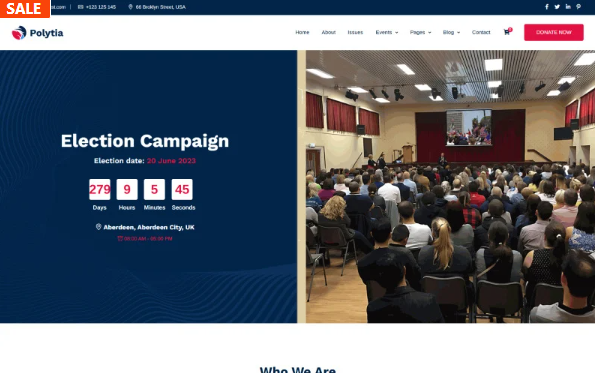 Polytia – Political Party Bootstrap HTML5 Website Template