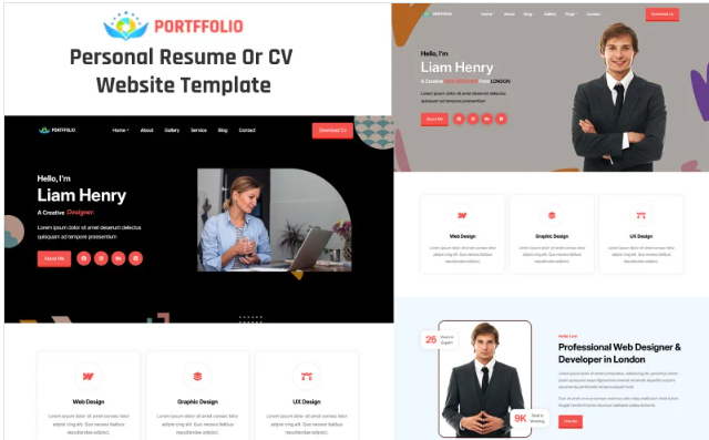 Portffolio - Personal Resume Or CV HTML Website Template