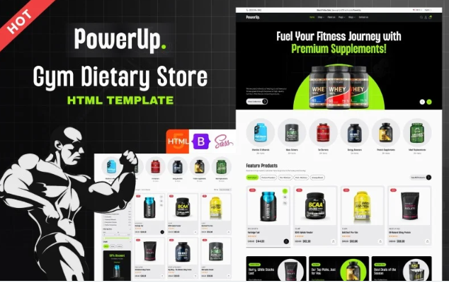 Power Up - Health & Fitness Dietary Supplement Product HTML Template Website Template
