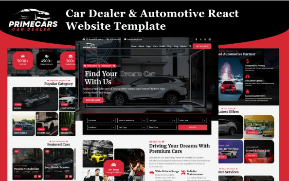 PrimeCars – Car Dealer & Automotive React Website Template — Template by Templatemonster
