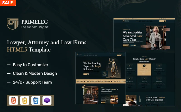 Primeleg – Lawyer, Attorney and Law Firms HTML5 Template Website Template