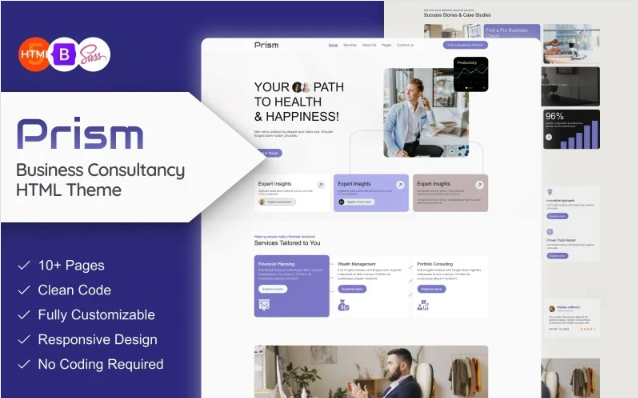 Prism - Life Coach & Business Website HTML Template Website Template