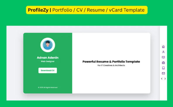 ProfilezyCV – Powerful CV, Resume & Portfolio HTML Template