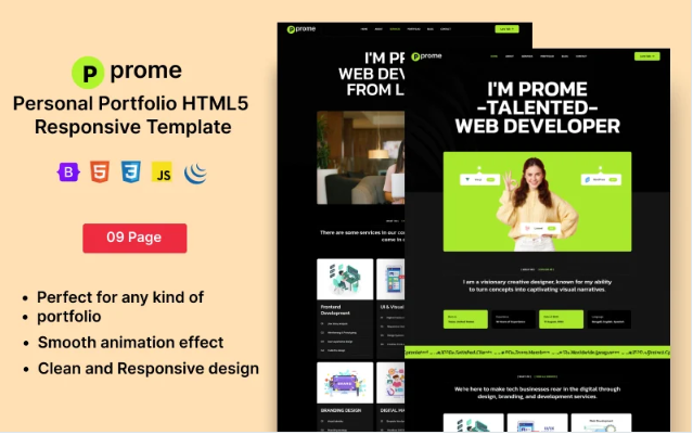 Prome - Personal Portfolio HTML5 Responsive Template Website Template