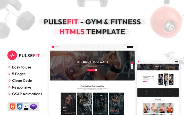 PulseFit – Gym & Fitness HTML Template