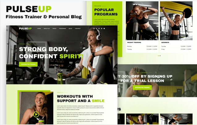 Pulseup - Fitness Trainer & Personal Blog HTML5 Template Website Template