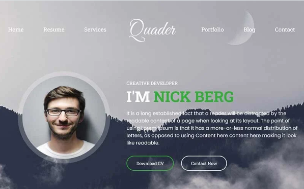 Quader – Personal Portfolio Website Template — Template by Templatemonster