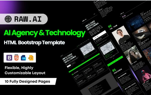 RAW.AI – AI Agency & Technology HTML Bootstrap Template — Template by Templatemonster